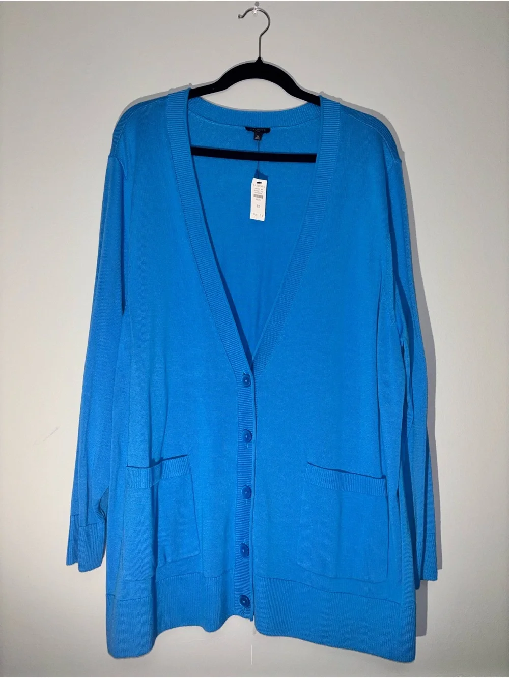 Talbots Bright Blue V-Neck Button Cardigan